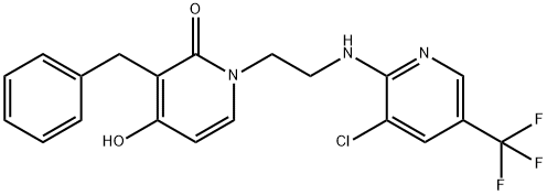 3-BENZYL-1-(2-([3-CHLORO-5-(TRIFLUOROMETHYL)-2-PYRIDINYL]AMINO)ETHYL)-4-HYDROXY-2(1H)-PYRIDINONE Struktur