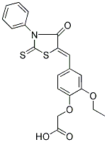 {2-ETHOXY-4-[(Z)-(4-OXO-3-PHENYL-2-THIOXO-1,3-THIAZOLIDIN-5-YLIDENE)METHYL]PHENOXY}ACETIC ACID Struktur