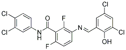 3-([(3,5-DICHLORO-2-HYDROXYPHENYL)METHYLENE]AMINO)-N-(3,4-DICHLOROPHENYL)-2,6-DIFLUOROBENZAMIDE Struktur