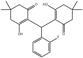 2-((2-FLUOROPHENYL)(6-HYDROXY-4,4-DIMETHYL-2-OXOCYCLOHEX-1-ENYL)METHYL)-3-HYDROXY-5,5-DIMETHYLCYCLOHEX-2-EN-1-ONE Struktur