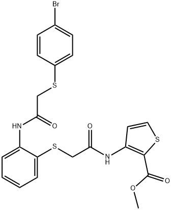 METHYL 3-[(2-([2-((2-[(4-BROMOPHENYL)SULFANYL]ACETYL)AMINO)PHENYL]SULFANYL)ACETYL)AMINO]-2-THIOPHENECARBOXYLATE Struktur