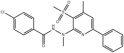 4-CHLORO-N'-METHYL-N'-[4-METHYL-3-(METHYLSULFONYL)-6-PHENYL-2-PYRIDINYL]BENZENECARBOHYDRAZIDE Struktur