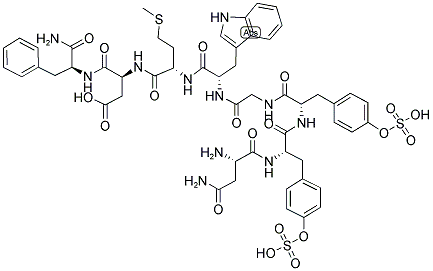 ASN-TYR(SO3H)-TYR(SO3H)-GLY-TRP-MET-ASP-PHE-NH2 Struktur