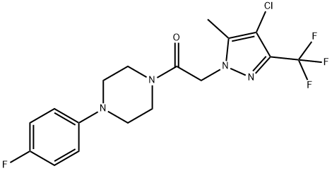 1-{[4-CHLORO-5-METHYL-3-(TRIFLUOROMETHYL)-1H-PYRAZOL-1-YL]ACETYL}-4-(4-FLUOROPHENYL)PIPERAZINE Struktur