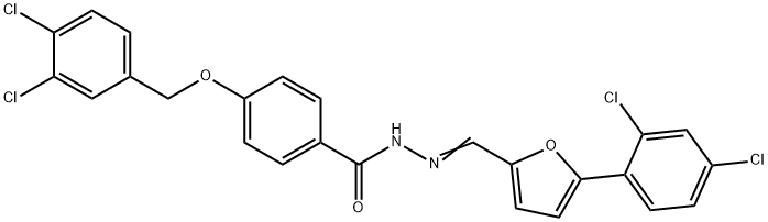 4-[(3,4-DICHLOROBENZYL)OXY]-N'-((E)-[5-(2,4-DICHLOROPHENYL)-2-FURYL]METHYLIDENE)BENZENECARBOHYDRAZIDE Struktur