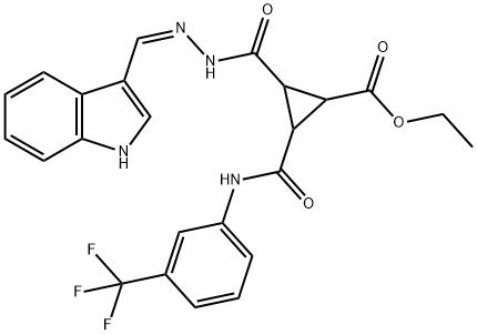 ETHYL 2-([2-(1H-INDOL-3-YLMETHYLENE)HYDRAZINO]CARBONYL)-3-([3-(TRIFLUOROMETHYL)ANILINO]CARBONYL)CYCLOPROPANECARBOXYLATE Struktur