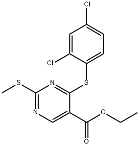 ETHYL 4-[(2,4-DICHLOROPHENYL)SULFANYL]-2-(METHYLSULFANYL)-5-PYRIMIDINECARBOXYLATE Struktur