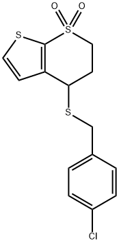 4-[(4-CHLOROBENZYL)SULFANYL]-3,4-DIHYDRO-1LAMBDA6-THIENO[2,3-B]THIOPYRAN-1,1(2H)-DIONE Struktur