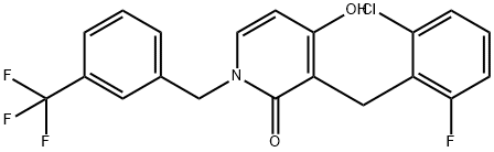 3-(2-CHLORO-6-FLUOROBENZYL)-4-HYDROXY-1-[3-(TRIFLUOROMETHYL)BENZYL]-2(1H)-PYRIDINONE Struktur