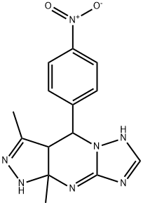 3,9A-DIMETHYL-4-(4-NITROPHENYL)-3A,4,9,9A-TETRAHYDRO-1H-PYRAZOLO[3,4-D][1,2,4]TRIAZOLO[1,5-A]PYRIMIDINE Struktur