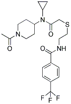 N-[2-((1-ACETYLPIPERIDIN-4-YL)CYCLOPROPYLAMINOACETYLTHIO)ETHYL]-4-(TRIFLUOROMETHYL)BENZAMIDE Struktur