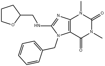 7-BENZYL-1,3-DIMETHYL-8-[(TETRAHYDROFURAN-2-YLMETHYL)AMINO]-3,7-DIHYDRO-1H-PURINE-2,6-DIONE Struktur