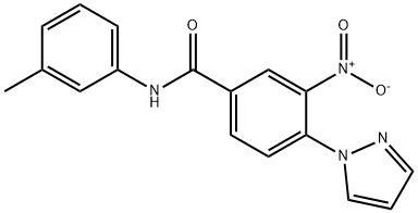 N-(3-METHYLPHENYL)-3-NITRO-4-(1H-PYRAZOL-1-YL)BENZENECARBOXAMIDE Struktur