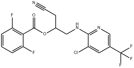 2-([3-CHLORO-5-(TRIFLUOROMETHYL)-2-PYRIDINYL]AMINO)-1-(CYANOMETHYL)ETHYL 2,6-DIFLUOROBENZENECARBOXYLATE Struktur