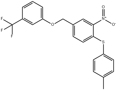 1-[(4-METHYLPHENYL)SULFANYL]-2-NITRO-4-([3-(TRIFLUOROMETHYL)PHENOXY]METHYL)BENZENE Struktur