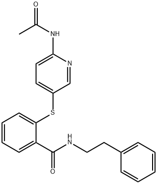 2-([6-(ACETYLAMINO)-3-PYRIDINYL]SULFANYL)-N-PHENETHYLBENZENECARBOXAMIDE Struktur