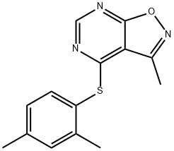 2,4-DIMETHYLPHENYL 3-METHYLISOXAZOLO[5,4-D]PYRIMIDIN-4-YL SULFIDE Struktur