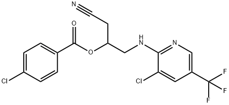 2-([3-CHLORO-5-(TRIFLUOROMETHYL)-2-PYRIDINYL]AMINO)-1-(CYANOMETHYL)ETHYL 4-CHLOROBENZENECARBOXYLATE Struktur