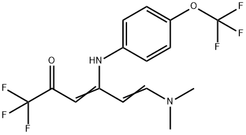 (3E,5E)-6-(DIMETHYLAMINO)-1,1,1-TRIFLUORO-4-[4-(TRIFLUOROMETHOXY)ANILINO]-3,5-HEXADIEN-2-ONE Struktur