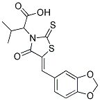 2-[(5Z)-5-(1,3-BENZODIOXOL-5-YLMETHYLENE)-4-OXO-2-THIOXO-1,3-THIAZOLIDIN-3-YL]-3-METHYLBUTANOIC ACID Struktur