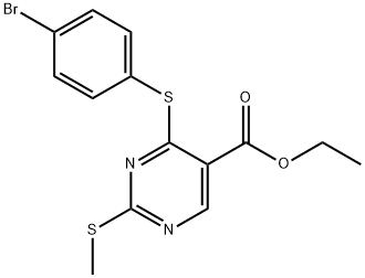 ETHYL 4-[(4-BROMOPHENYL)SULFANYL]-2-(METHYLSULFANYL)-5-PYRIMIDINECARBOXYLATE Struktur