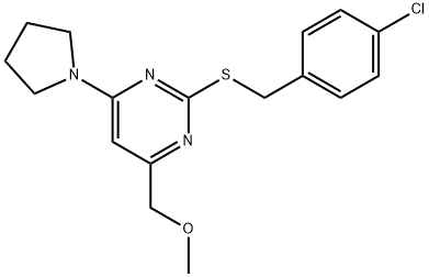 2-[(4-CHLOROBENZYL)SULFANYL]-4-(METHOXYMETHYL)-6-(1-PYRROLIDINYL)PYRIMIDINE Struktur