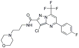 3-CHLORO-5-(4-FLUOROPHENYL)-N-(3-MORPHOLINOPROPYL)-7-(TRIFLUOROMETHYL)PYRAZOLO[1,5-A]PYRIMIDINE-2-CARBOXAMIDE Struktur