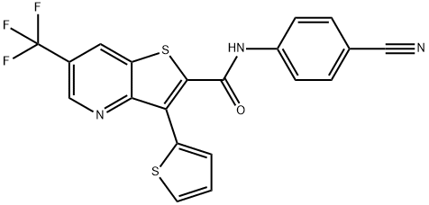 N-(4-CYANOPHENYL)-3-(2-THIENYL)-6-(TRIFLUOROMETHYL)THIENO[3,2-B]PYRIDINE-2-CARBOXAMIDE Struktur