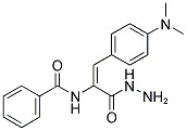 N-[(E)-2-[4-(DIMETHYLAMINO)PHENYL]-1-(HYDRAZINOCARBONYL)VINYL]BENZAMIDE Struktur