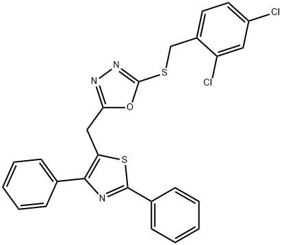 2,4-DICHLOROBENZYL 5-[(2,4-DIPHENYL-1,3-THIAZOL-5-YL)METHYL]-1,3,4-OXADIAZOL-2-YL SULFIDE Struktur