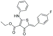 ETHYL (5Z)-2-ANILINO-5-(4-FLUOROBENZYLIDENE)-4-OXO-4,5-DIHYDROTHIOPHENE-3-CARBOXYLATE Struktur