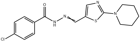 4-CHLORO-N'-[(E)-(2-PIPERIDINO-1,3-THIAZOL-5-YL)METHYLIDENE]BENZENECARBOHYDRAZIDE Struktur