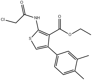 3-THIOPHENECARBOXYLIC ACID, 2-[(2-CHLOROACETYL)AMINO]-4-(3,4-DIMETHYLPHENYL)-, ETHYL ESTER Struktur