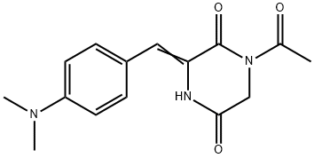 1-ACETYL-3-([4-(DIMETHYLAMINO)PHENYL]METHYLENE)TETRAHYDRO-2,5-PYRAZINEDIONE Struktur