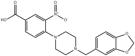 4-[4-(1,3-BENZODIOXOL-5-YLMETHYL)PIPERAZINO]-3-NITROBENZENECARBOXYLIC ACID Struktur