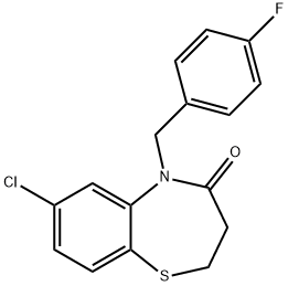 7-CHLORO-5-(4-FLUOROBENZYL)-2,3-DIHYDRO-1,5-BENZOTHIAZEPIN-4(5H)-ONE Struktur