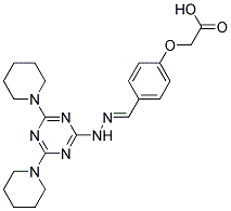 (E)-2-(4-((2-(4,6-DI(PIPERIDIN-1-YL)-1,3,5-TRIAZIN-2-YL)HYDRAZONO)METHYL)PHENOXY)ACETIC ACID Struktur