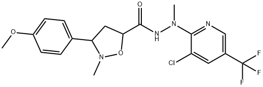 N'-[3-CHLORO-5-(TRIFLUOROMETHYL)-2-PYRIDINYL]-3-(4-METHOXYPHENYL)-N',2-DIMETHYLTETRAHYDRO-5-ISOXAZOLECARBOHYDRAZIDE Struktur