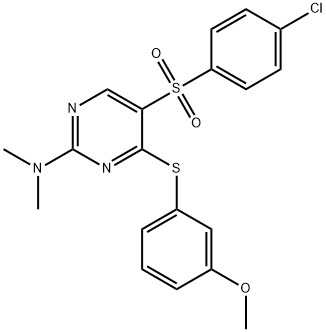 5-[(4-CHLOROPHENYL)SULFONYL]-4-[(3-METHOXYPHENYL)SULFANYL]-N,N-DIMETHYL-2-PYRIMIDINAMINE Struktur