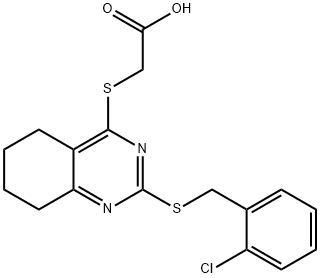 2-((2-[(2-CHLOROBENZYL)SULFANYL]-5,6,7,8-TETRAHYDRO-4-QUINAZOLINYL)SULFANYL)ACETIC ACID Struktur