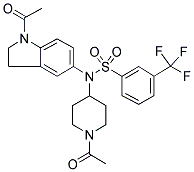 N-(1-ACETYL-2,3-DIHYDRO-(1H)-INDOL-5-YL)-N-(1-ACETYLPIPERIDIN-4-YL)-3-(TRIFLUOROMETHYL)BENZENESULPHONAMIDE Struktur