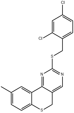 2,4-DICHLOROBENZYL 9-METHYL-5H-THIOCHROMENO[4,3-D]PYRIMIDIN-2-YL SULFIDE Struktur