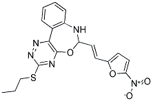 6-[(E)-2-(5-NITRO-2-FURYL)VINYL]-3-(PROPYLTHIO)-6,7-DIHYDRO[1,2,4]TRIAZINO[5,6-D][3,1]BENZOXAZEPINE Struktur