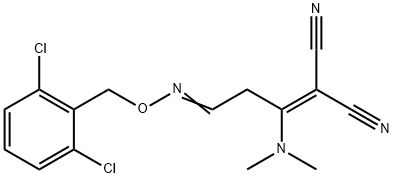 2-[3-([(2,6-DICHLOROBENZYL)OXY]IMINO)-1-(DIMETHYLAMINO)PROPYLIDENE]MALONONITRILE Struktur