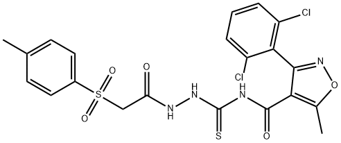 4-(3-((2,6-DICHLOROPHENYL)-5-METHYLISOXAZOL-4-YL)CARBONYL)-1-(2-((4-METHYLPHENYL)SULFONYL)ACETYL)THIOSEMICARBAZIDE Struktur