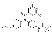 N-(2-TERT-BUTYL-(1H)-INDOL-5-YL)-2,6-DICHLORO-N-(1-PROPYLPIPERIDIN-4-YL)PYRIDINE-4-CARBOXAMIDE Struktur