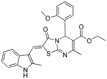 (Z)-ETHYL 5-(2-METHOXYPHENYL)-7-METHYL-2-((2-METHYL-1H-INDOL-3-YL)METHYLENE)-3-OXO-3,5-DIHYDRO-2H-THIAZOLO[3,2-A]PYRIMIDINE-6-CARBOXYLATE Struktur