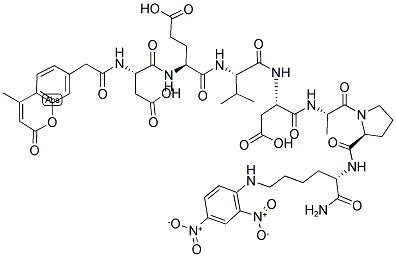 (7-METHOXYCOUMARIN-4-YL)ACETYL-L-ASPARTYL-L-GLUTAMYL-L-VALYL-L-ASPARTYL-L-ALANYL-L-PROLYL-N-EPSILON-(2,4-DINITROPHENYL)-L-LYSINE AMIDE Struktur