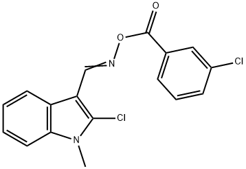 2-CHLORO-3-(([(3-CHLOROBENZOYL)OXY]IMINO)METHYL)-1-METHYL-1H-INDOLE Struktur