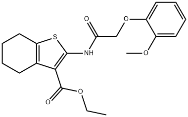 ETHYL 2-{[(2-METHOXYPHENOXY)ACETYL]AMINO}-4,5,6,7-TETRAHYDRO-1-BENZOTHIOPHENE-3-CARBOXYLATE Struktur